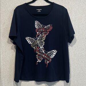 Breckenridge Woman Black Top with Butterfly Design